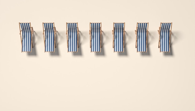 Photo deck chairs on beige background sea resort concept top view