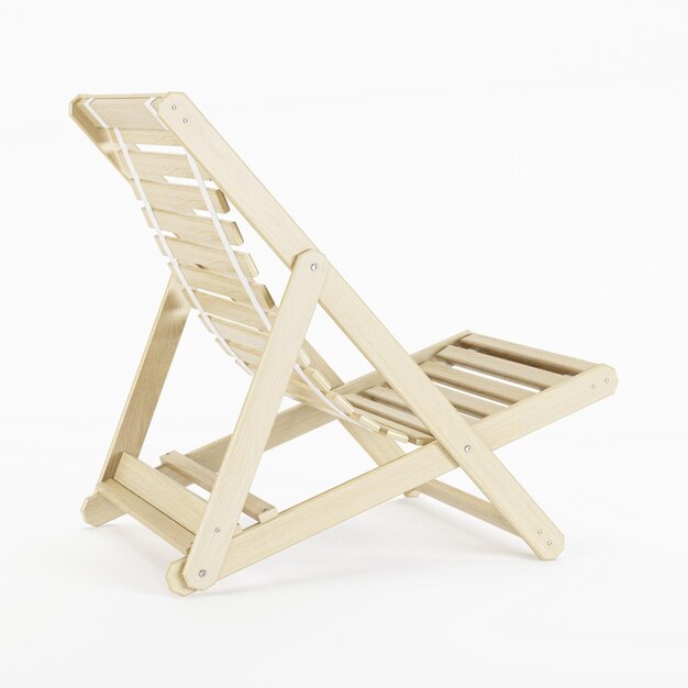 Deckchair over white background. Chaise-longue. 3D rendering.