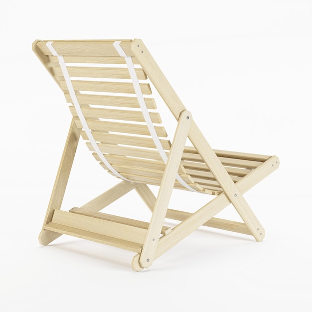 Deckchair over white background. Chaise-longue. 3D rendering.