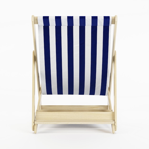 Deckchair over white background. Chaise-longue. 3D rendering.