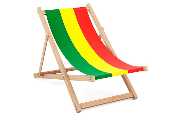 Deckchair with Bolivian flag Bolivia vacation tours travel packages concept 3D rendering isolated on white background