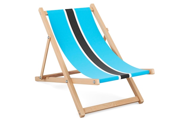 Deckchair with Botswanian flag Botswana vacation tours travel packages concept 3D rendering isolated on white background