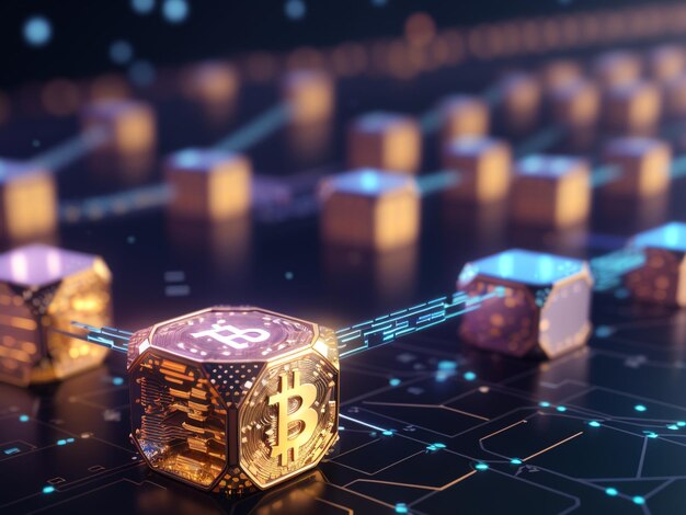 Foto decodifica il concetto di blockchain del futuro big data e codice binario rivelano le possibilità di domani