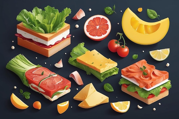 Deconstructed food concept illustration