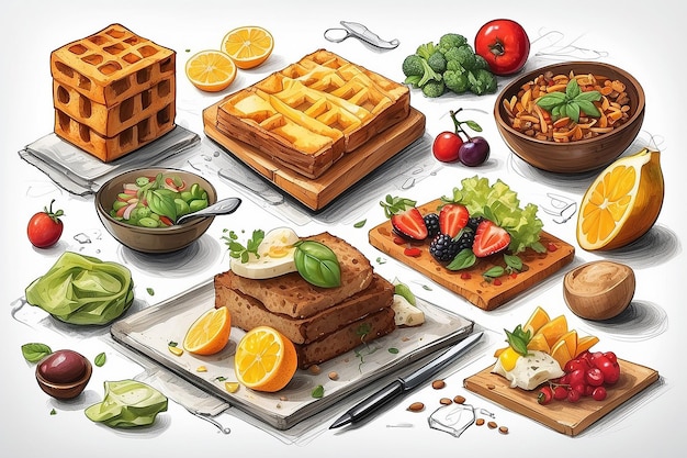Иллюстрация деконструированной концепции пищи
