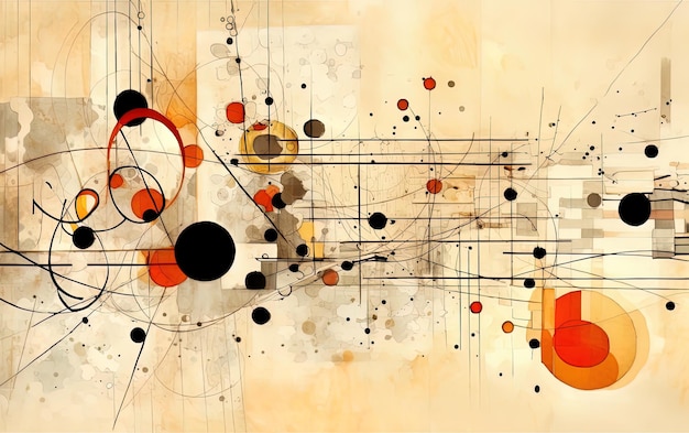 Deconstructed modern style abstract painting represented with geometric shapes