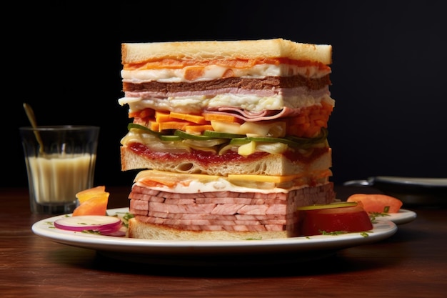 Deconstructed sandwich with layers floating apart created with generative ai