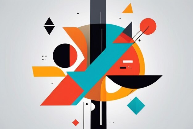 Foto deconstrueerde postmoderne geïnspireerde kunstwerken van vector abstracte symbolen met gedurfde geometrische