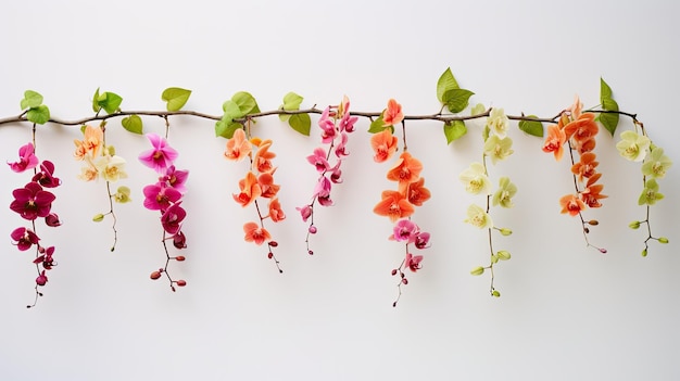 Photo decor hanging flowers on white