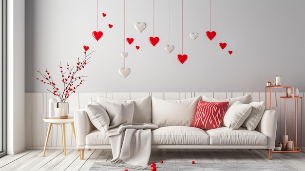 decor voor valentines day mock up muur valentine kamer modern interieur hebben bank generatieve ai