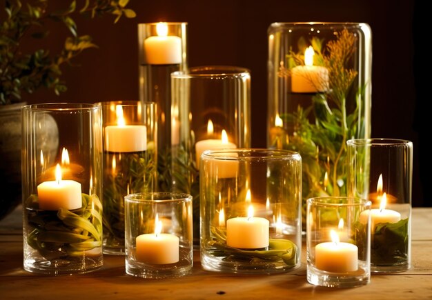 Decor with candles and lamps for a large party