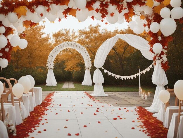 Photo decorated arch for wedding ceremony