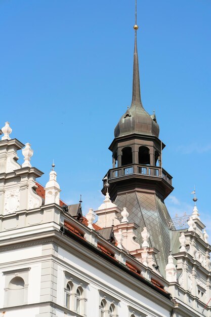 Decorated building with tower of Rotovz Town Hall Square in Maribor, Lower Styria, Slovenia