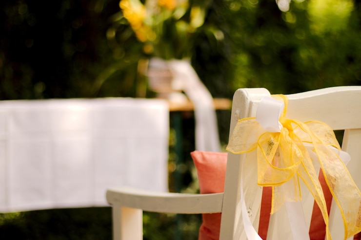 Photo decorated chair outside