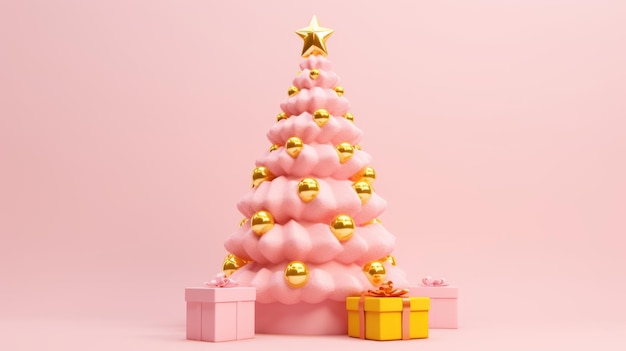 Декорированный рождественский елка фон Счастливого Рождества и счастливого нового года