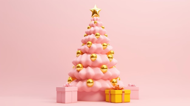 装飾されたクリスマスツリーの背景 メリークリスマスと新年明けましておめでとうございます