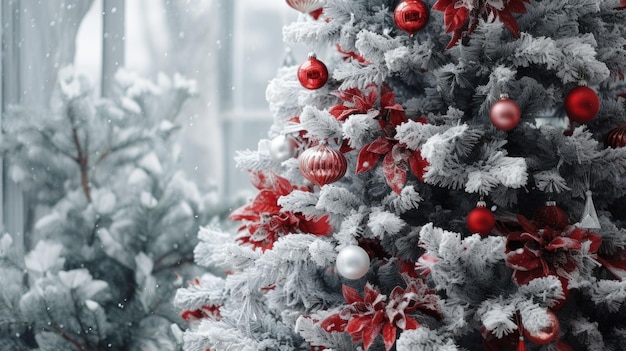 Decorated Christmas tree background Merry Christmas and Happy new year