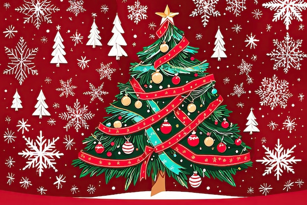 Decorated Christmas tree background