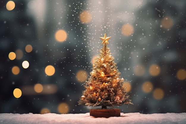 Decorated Christmas tree on blurred background