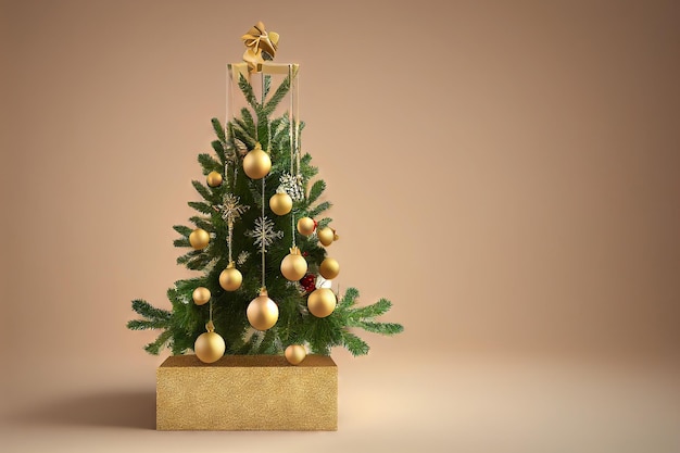 Decorated Christmas tree design template