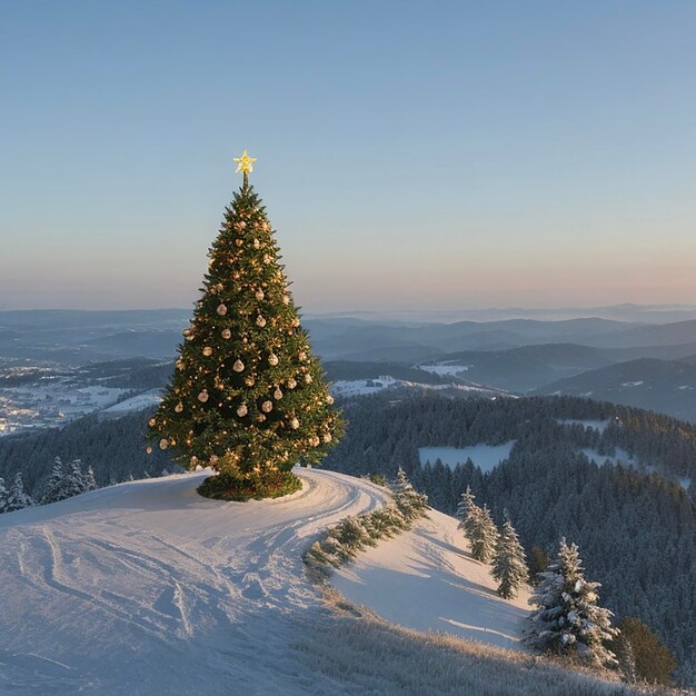 Decorated Christmas tree with lights