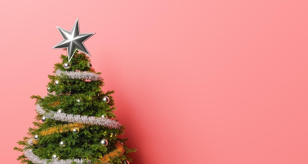 Decorated Christmas tree with star