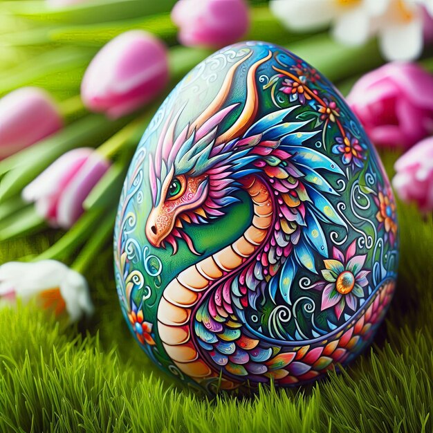 Decorated and colorful Easter eggs