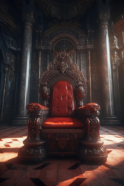 Photo decorated empty throne hall red throne