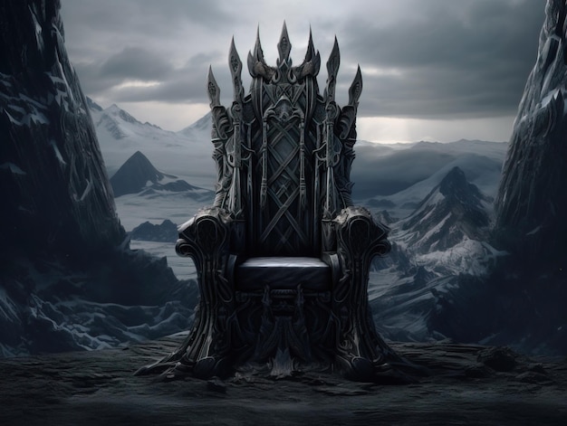 Украшенный пустой тронный зал Черный трон