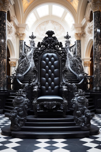 Photo decorated empty throne room the black throne