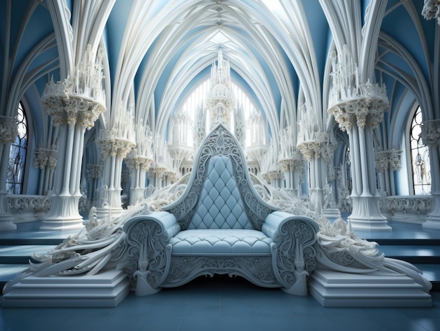 Decorated empty throne room The white throne