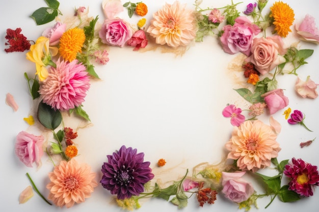 Decorated Flower Wreath with Space for Personalized Message TopDown View