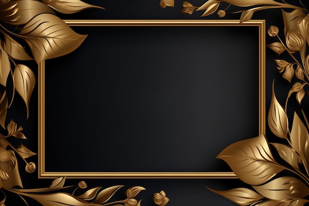 decorated golden frame on black