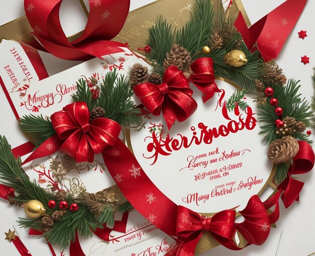 Decorated invitation card for merry christmas