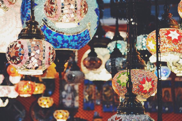 Decorated lanterns at shop