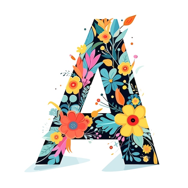 Decorated letter A flat vector art illustration