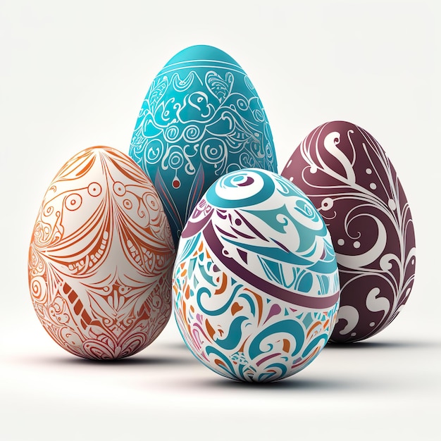 Photo decorated painted easter eggs with ornaments