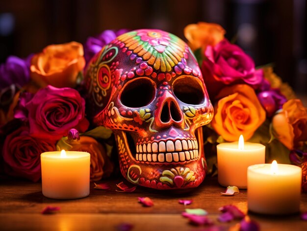 Decorated skull for Day of the Dead festival