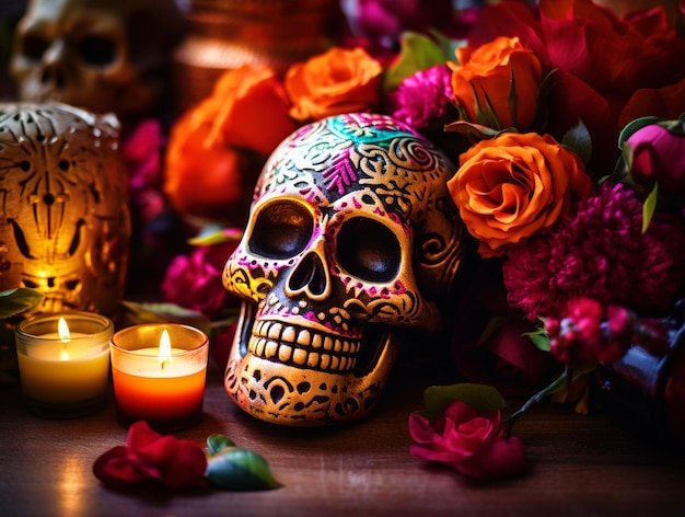 Decorated skull for Day of the Dead festival