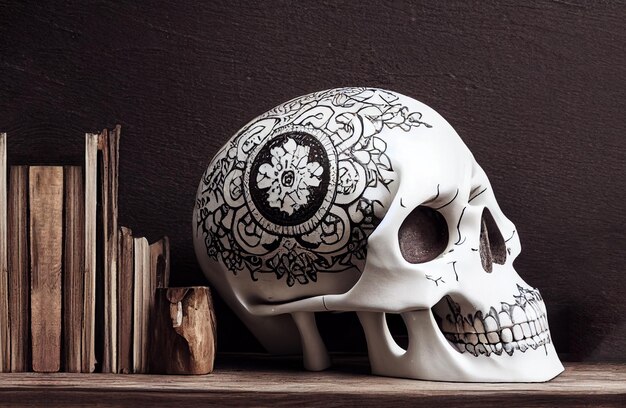装飾された頭蓋骨、死んだテーマの日、メキシコ