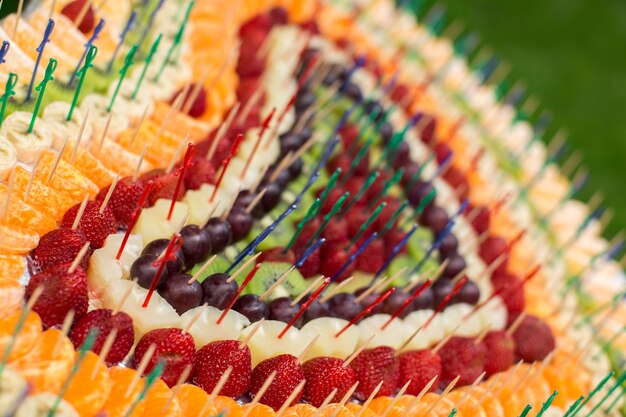 Decorated table with fresh fruits