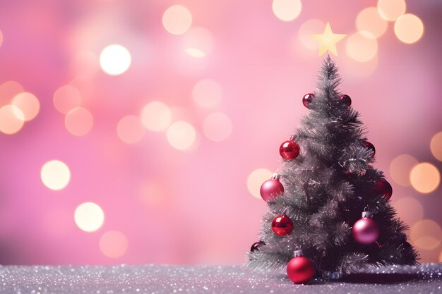 Decorated tree merry christmas and happy new year background