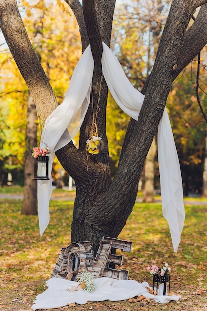 Decorated tree for wedding event