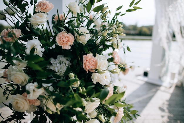 Photo decorated wedding arch with fresh flowersx9