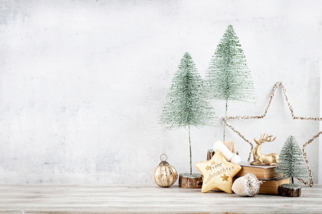 Decorated with christmas tree decorations background. Celebration Concept for New Year Eve.