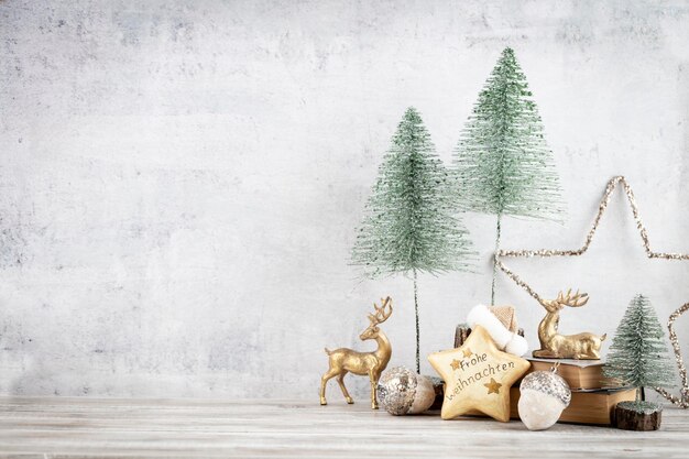 Decorated with christmas tree decorations background. Celebration Concept for New Year Eve.