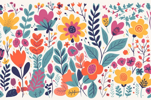 Decoratie bloem zomer kunst illustratie aquarel lente blad patroon bloemen generatieve AI
