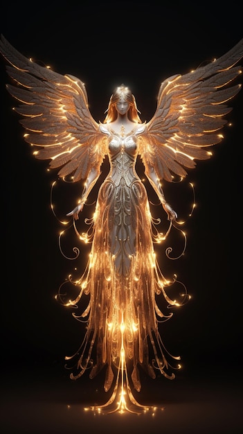 Decoratie gloeiende engel in het donker prachtig beeld Ai gegenereerde kunst