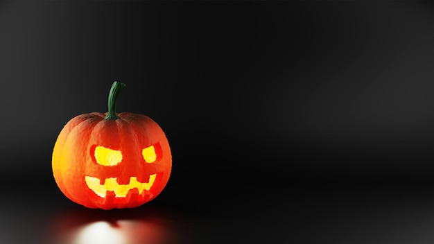 Foto decoratie gloeiende uitsparing halloween pompoen op zwarte achtergrond gratis kopieerbare ruimte voor tekst logo