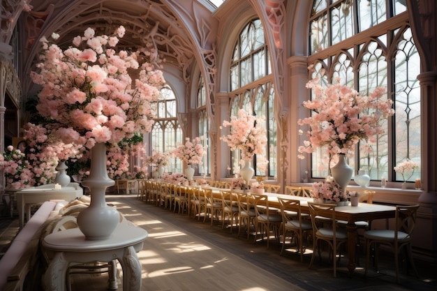 decoratie van trouwlocaties met decadente bloemen en inspiratie-ideeën voor majestueuze locaties